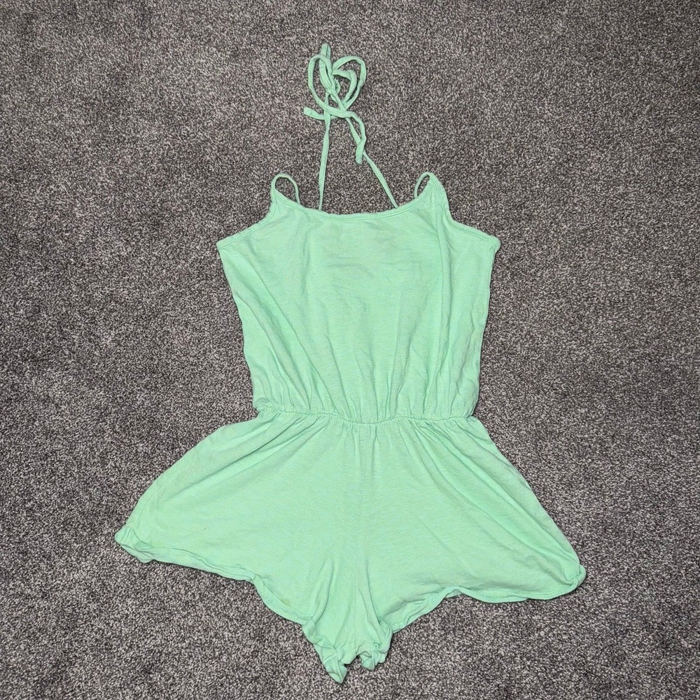 BP Women's Light Green Sleeveless Romper w/ Straps & Tie Around Back Size XSmall